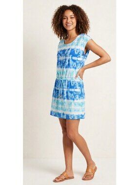 Faded Glory Womens Blue Tie-Dye Tunic Top L/G (12-14) Cotton & Rayon Blend Light